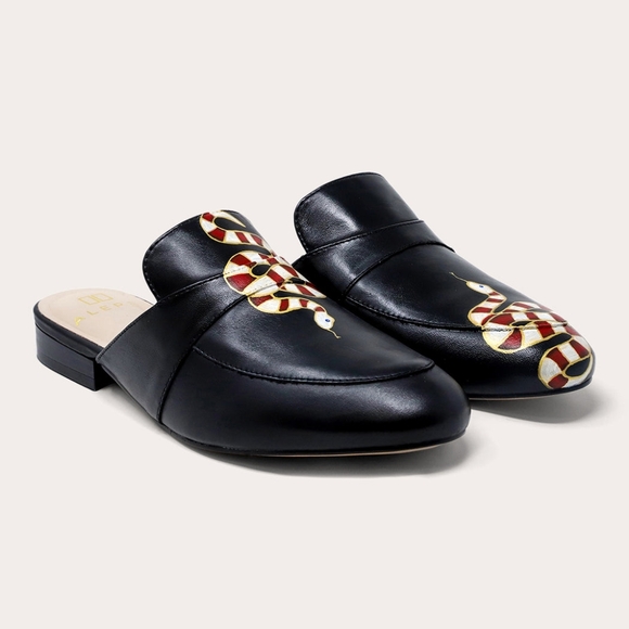 Alepel Women's Gold Snake Mule in Black Leather signed one of a kind - Picture 8 of 16